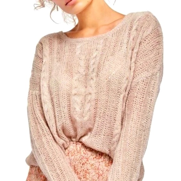 Free People Angel Soft Alpaca Blend Frappuccino Cable Knit Sweater - Picture 1 of 7